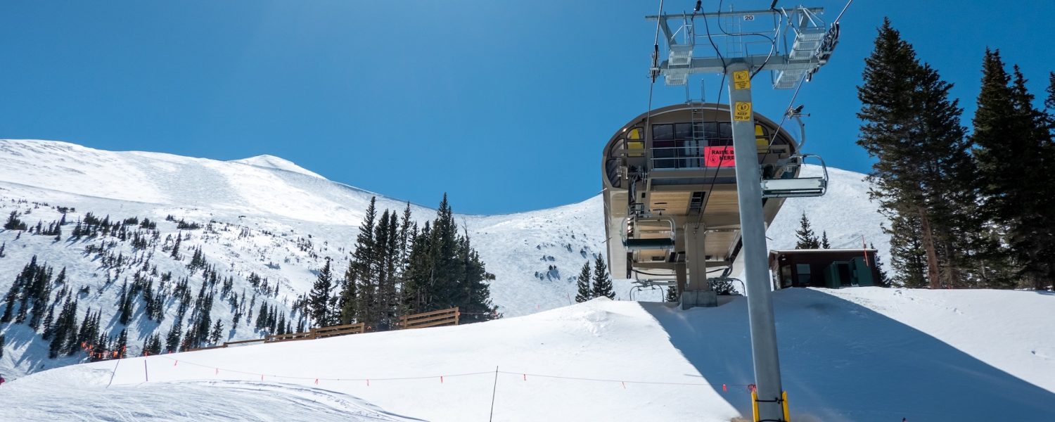 breckenridge colorado ski resort town and ski slope in spring